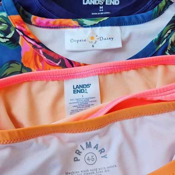 Swimsuit Bundle 5-6 Girls Lands End Primary Oopsie Daisy - Picture 2 of 3